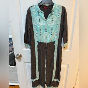 W for Women Elegant Blackish Grey, Teal Dress Kurta Made In India